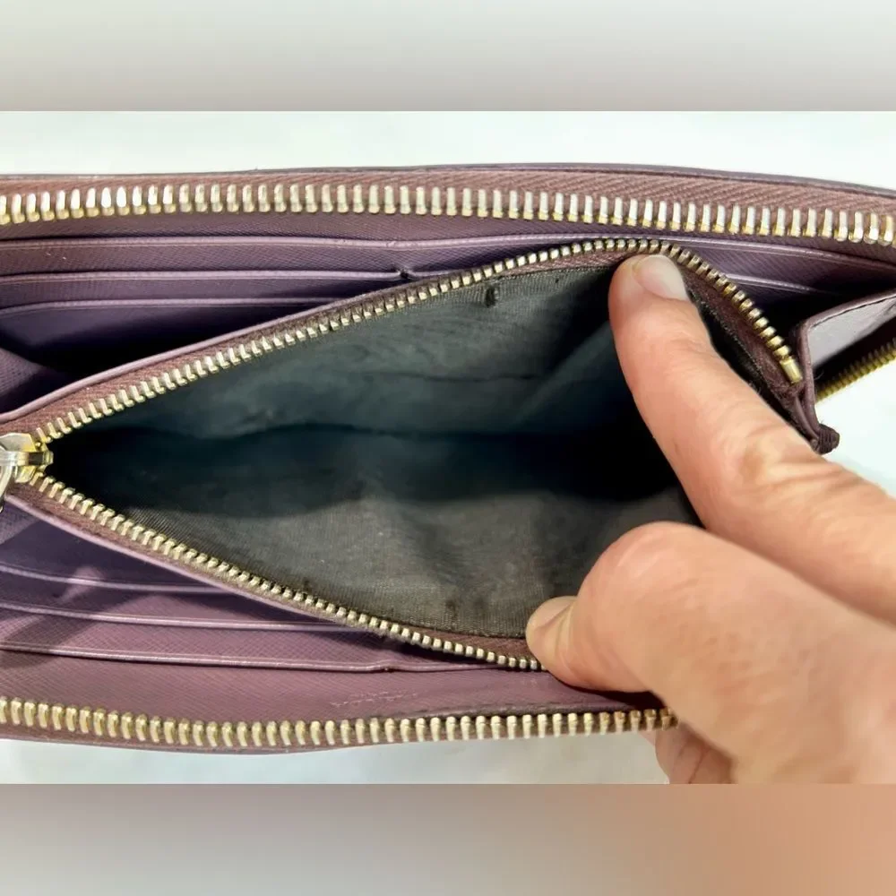 Prada Purple Saffiano Leather Zippy Wallet